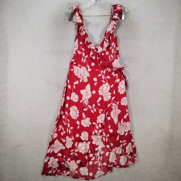 NWT Disney by MinkPink Enchanted Rose Floral Print Ruffled Sexy Wrap Dress - Picture 4 of 16